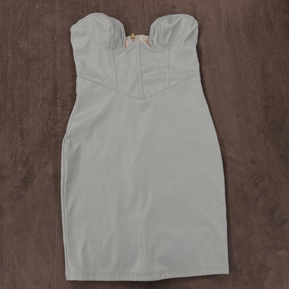 Fashion Nova Strapless Corset Dress – Baby Blue, M